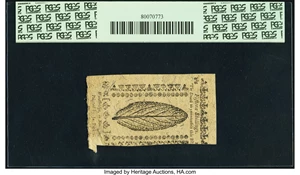 image for: Butterfly Fold Error New Jersey December 31, 1763 15s PCGS New 62PPQ....