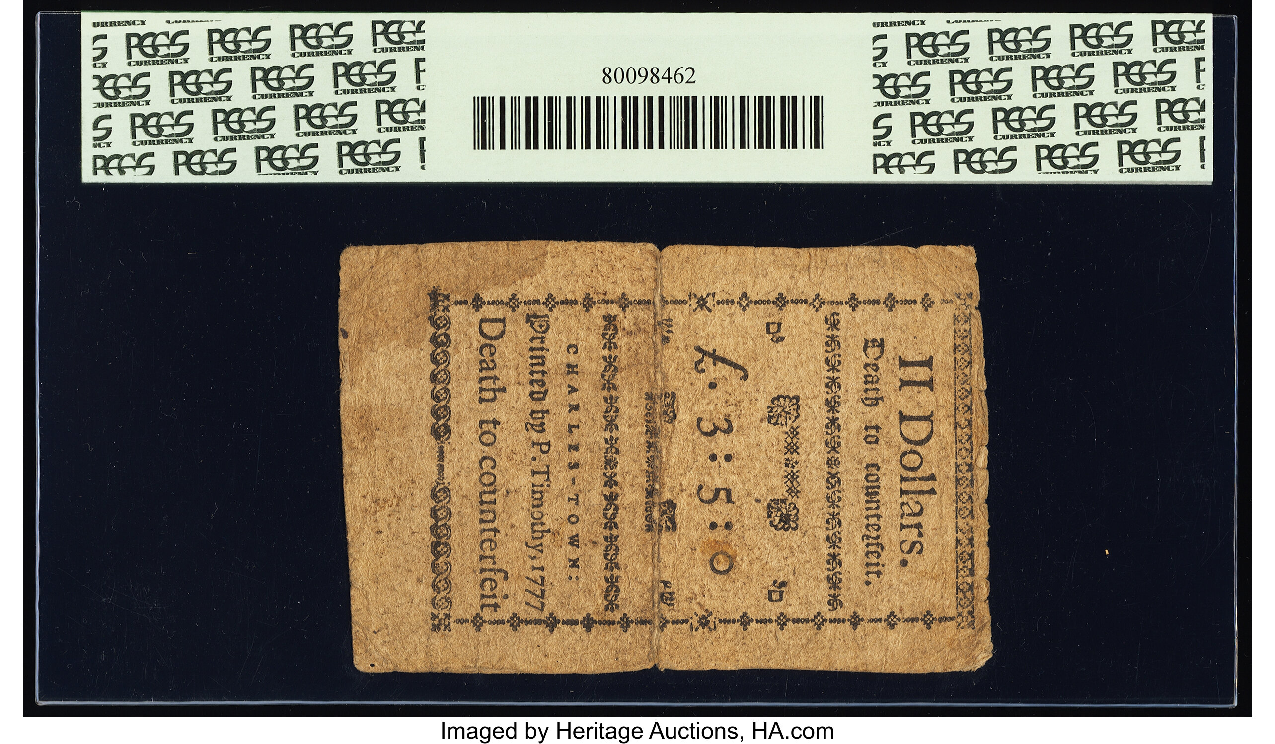 image for: South Carolina December 23, 1776 $2 PCGS Apparent Fine 15....