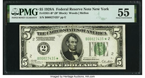 image for: Fr. 1951-B* $5 1928A Federal Reserve Star Note. PMG About Uncirculated 55....
