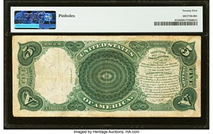 image for: Fr. 81 $5 1880 Legal Tender PMG Very Fine 25....