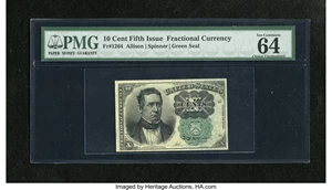 image for: Fr. 1264 10c Fifth Issue PMG Choice Uncirculated 64 EPQ. "Exceptional Paper Quality" is declared by the third-party grading ...