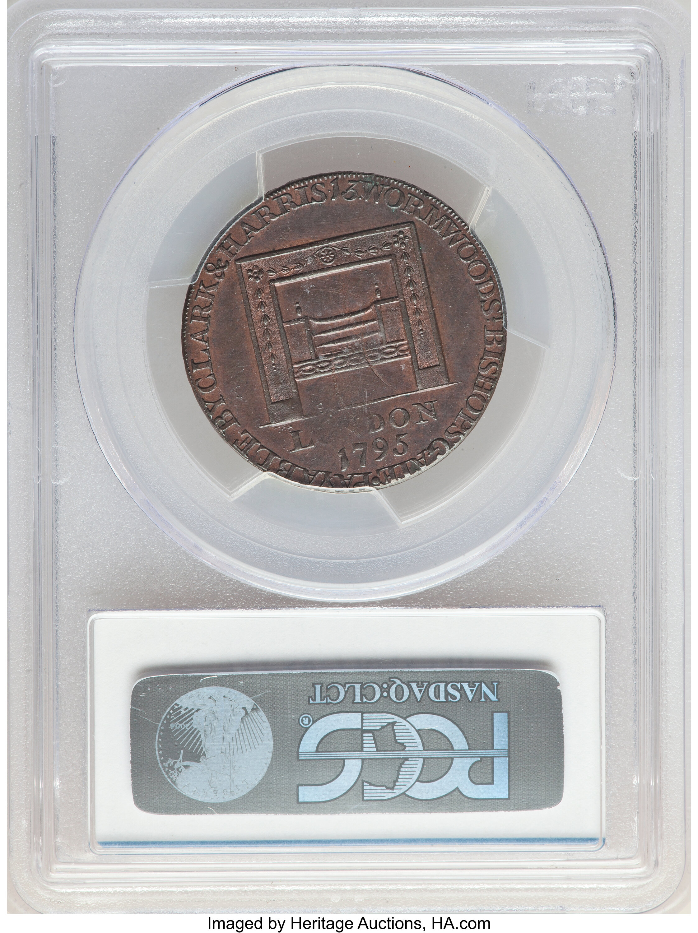image for: 1795 1/2 P Washington Grate Halfpenny, Large Buttons, Lettered Edge AU58 PCGS. PCGS Population: (4/15). NGC Census: (2/4). ...