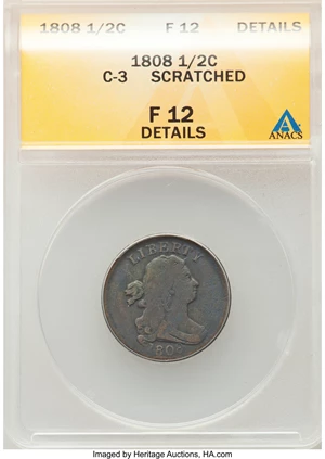 image for: 1808 1/2 C C-3, B-3, R.1, -- Scratched -- ANACS. Fine 12 Details. Mintage 400,000. ...