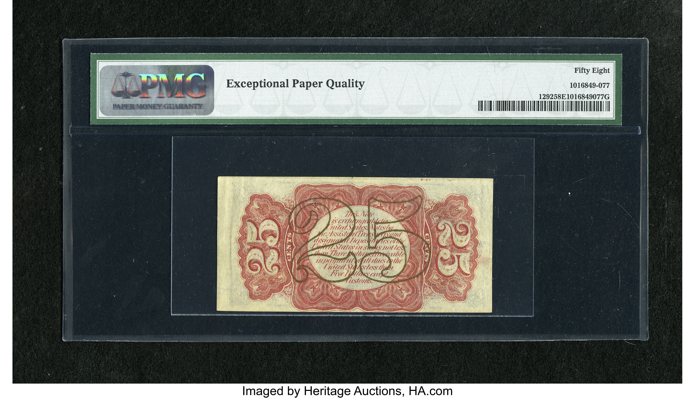 image for: Fr. 1292 25c Third Issue PMG Choice About Unc 58 EPQ. The corner counters show embossing on this "Exceptional Paper Quality"...