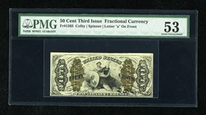 image for: Fr. 1365 50c Third Issue Justice PMG About Uncirculated 53.