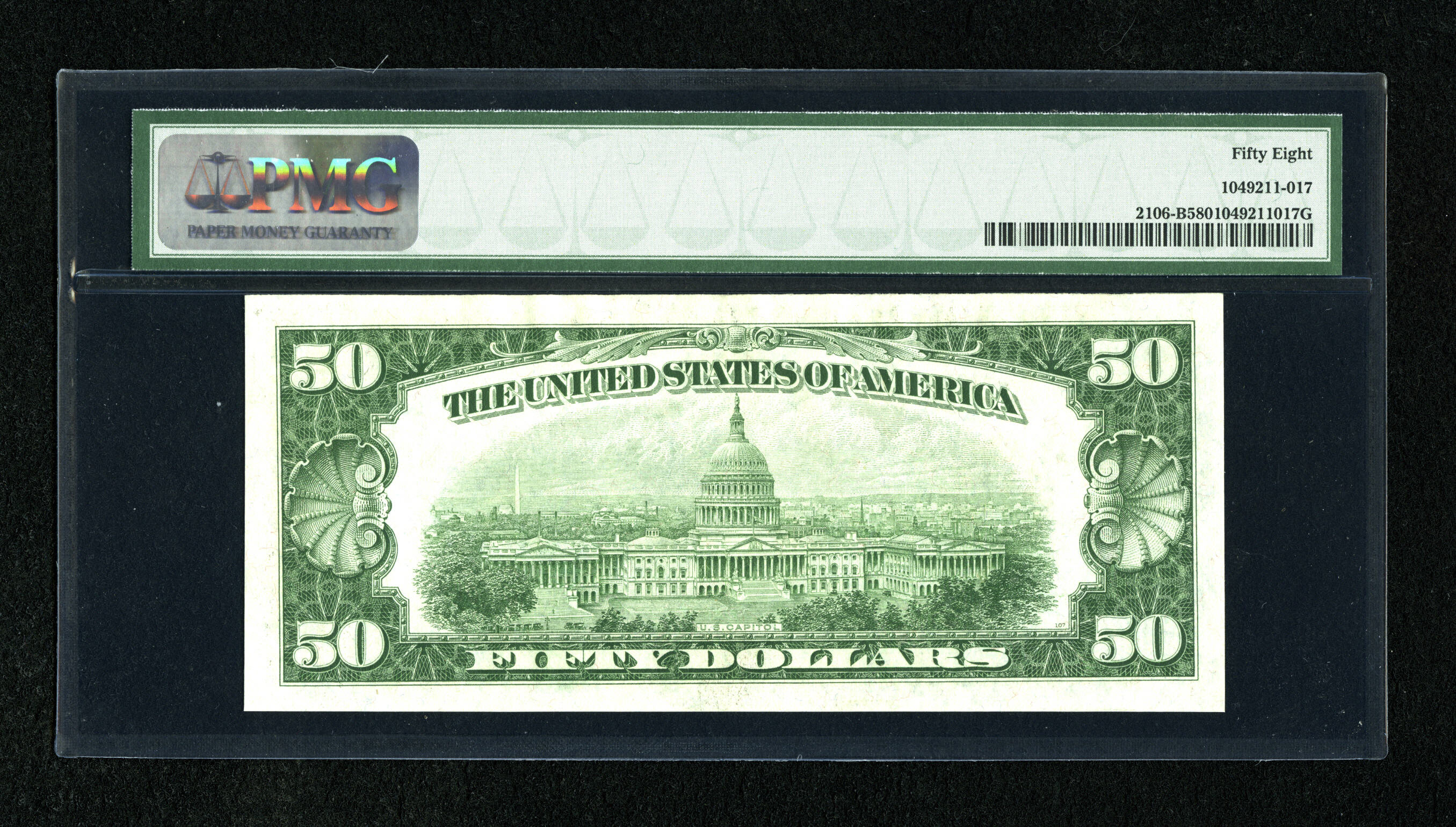 image for: Fr. 2106-B $50 1934D Federal Reserve Note. PMG Choice About Unc 58....
