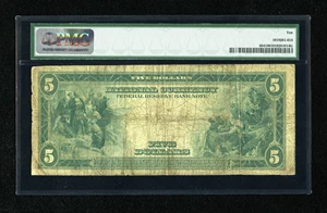 image for: Fr. 804 $5 1918 Federal Reserve Bank Note PMG Very Good 10. This KC Five has a spindle hole at top right, along with fraying...