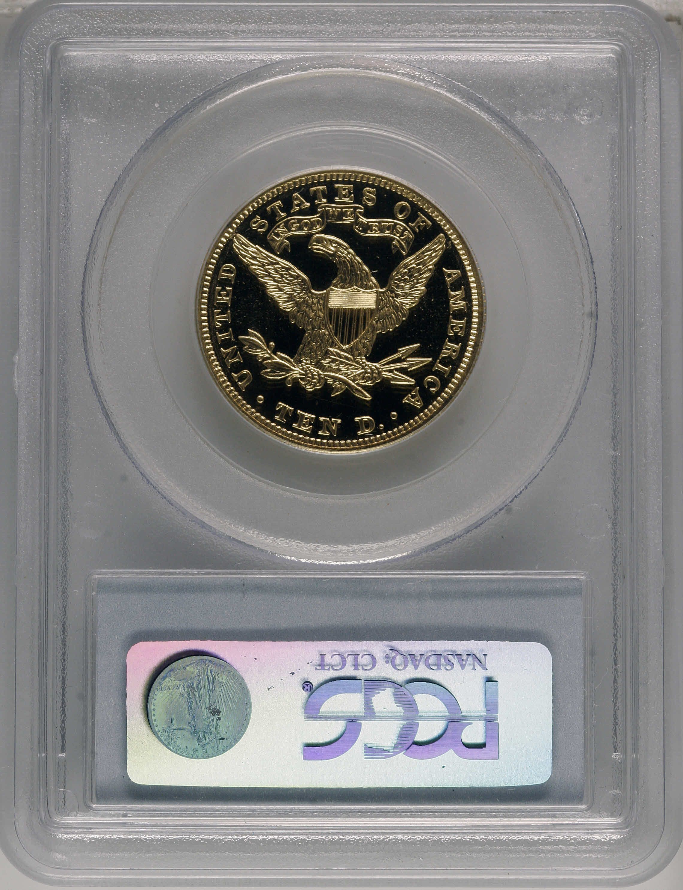 image for: 1906 $10 PR64 Cameo PCGS. A tiny die lump (as made) on the central right portion of the 9 in the date is diagnostic for thi...