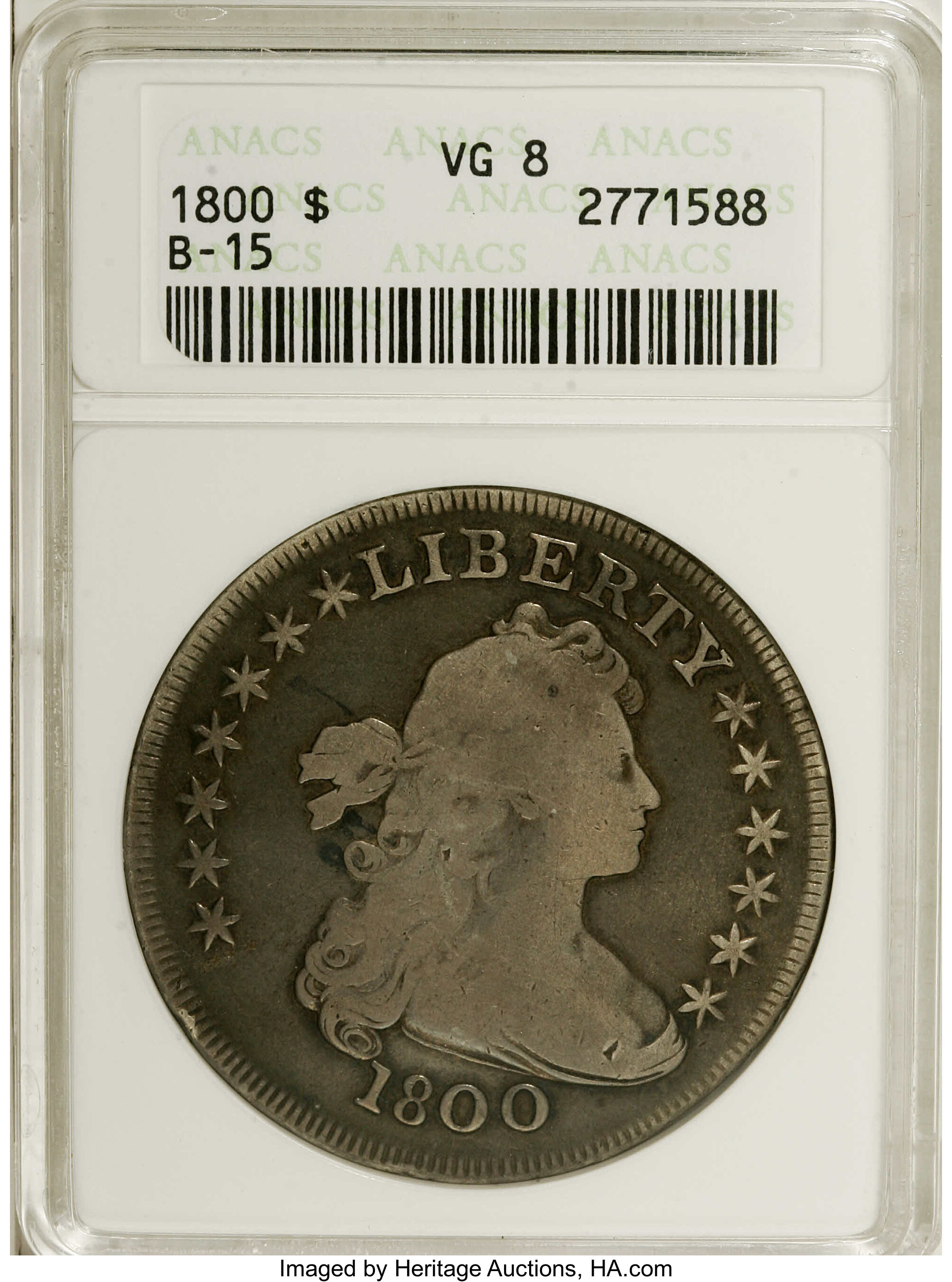 image for: 1800 $1 10 Arrows VG8 ANACS. B-15, BB-195, R.4. A pleasing and affordable representative of t...