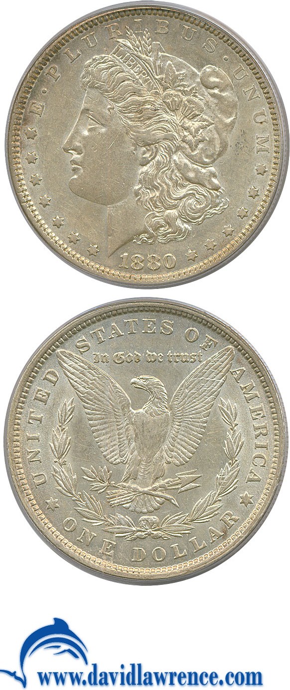 image for: 1880 $1 8/7  PCGS AU53 