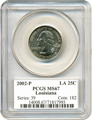 image for: 2002-P 25c Louisiana PCGS MS67
