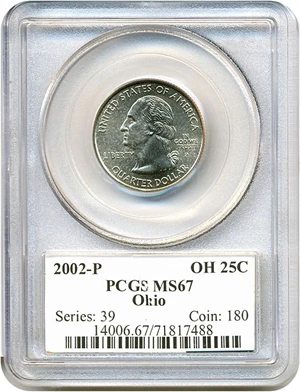 image for: 2002-P 25c Ohio PCGS MS67
