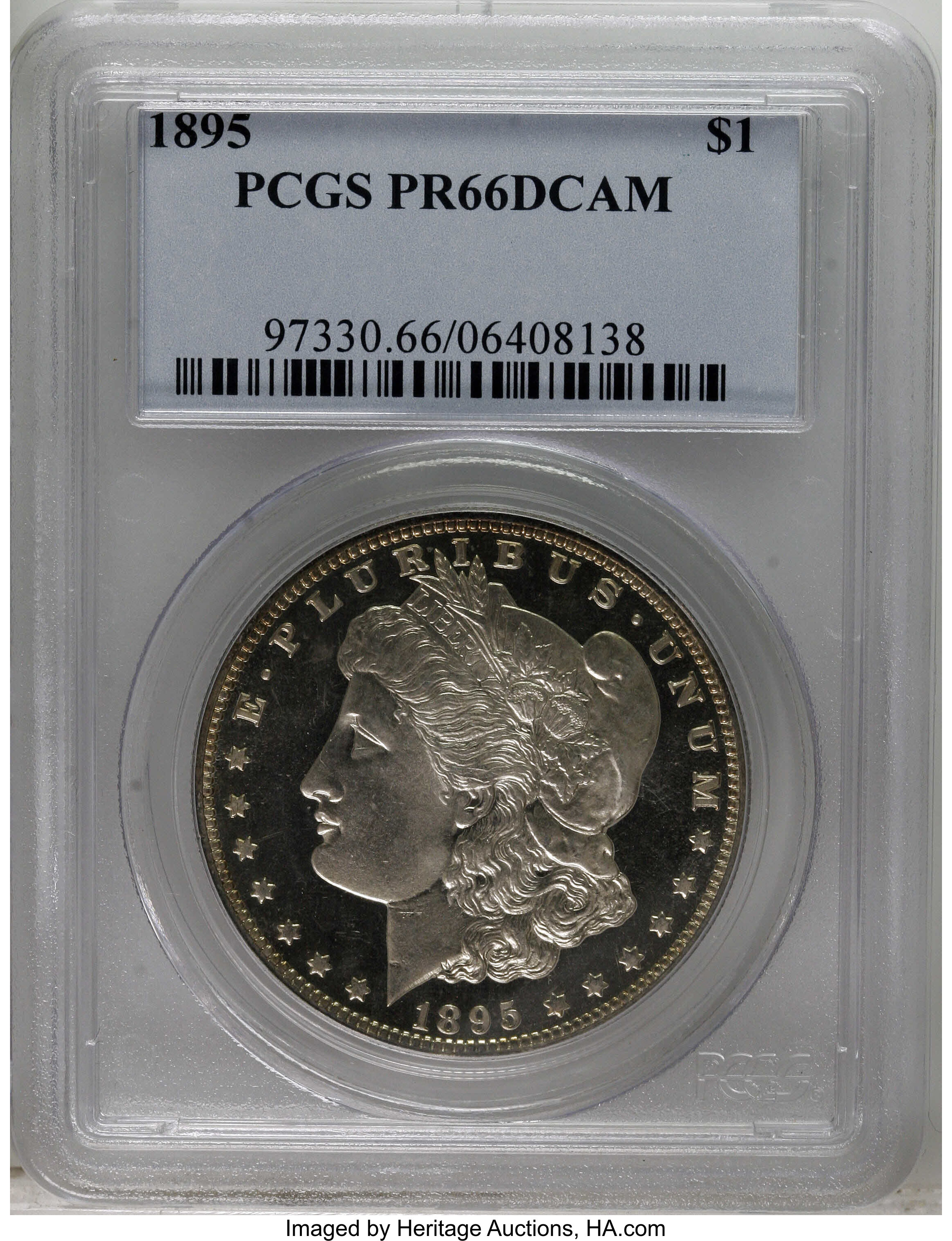 image for: 1895 $1 PR66 Deep Cameo PCGS. Among proof Morgan dollars, the 1895 is the date with the most ...