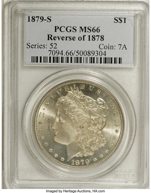 image for: 1879-S $1 Reverse of 1878 MS66 PCGS. A Top 100 Variety. Pressure to meet the demand placed on...
