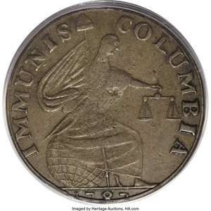 image for: 1787 PIECE Immunis Columbia Piece, Eagle Reverse XF45 PCGS. Crosby Pl. VIII, 8. Breen-1137. Medium brown and without the us...