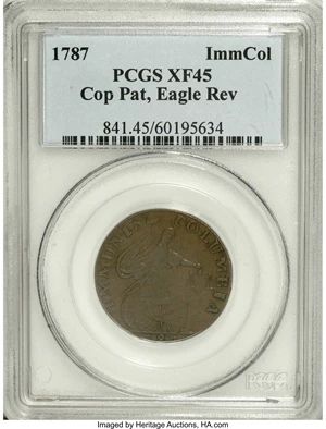 image for: 1787 PIECE Immunis Columbia Piece, Eagle Reverse XF45 PCGS. Crosby Pl. VIII, 8. Breen-1137. Medium brown and without the us...