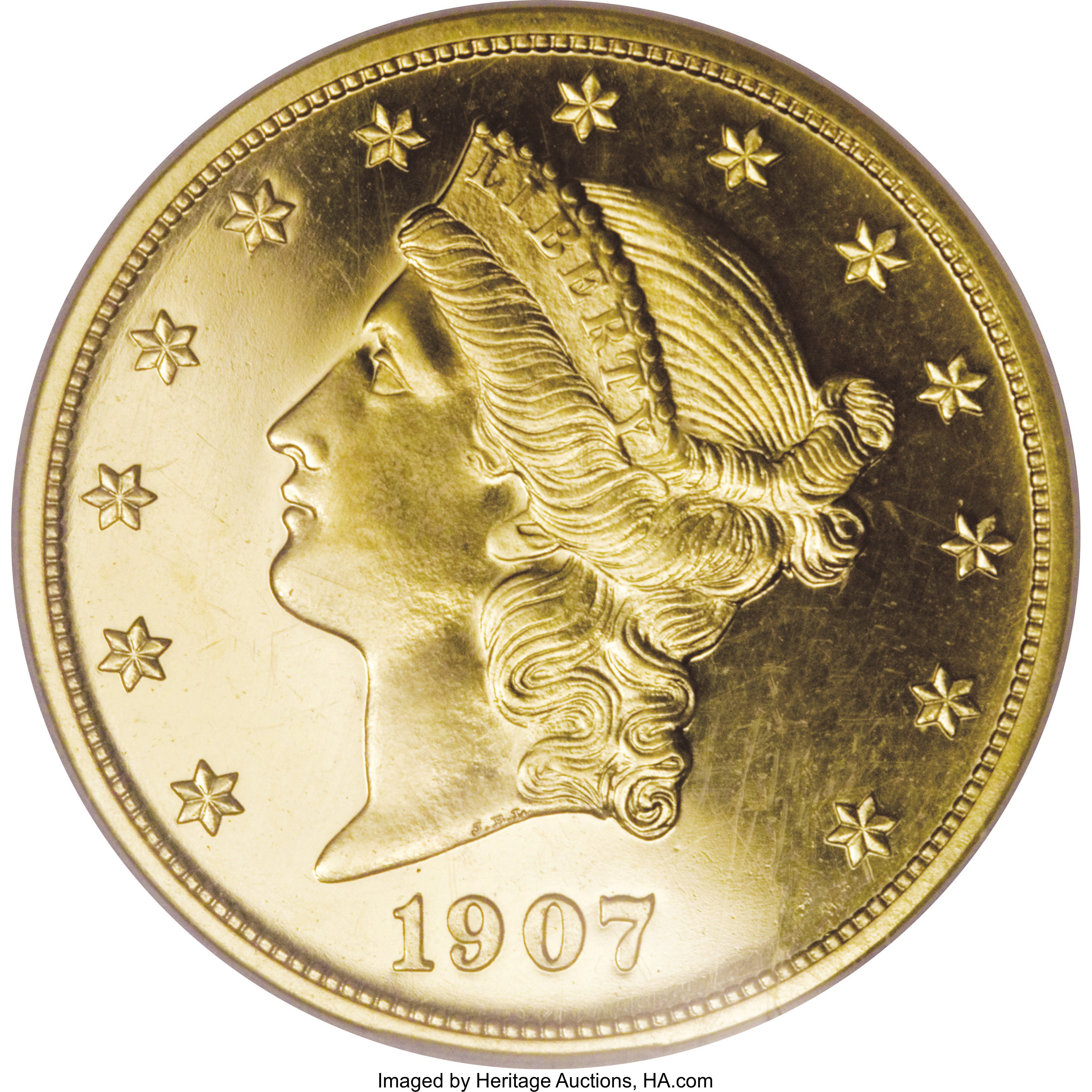 image for: 1907 $20 Liberty PR65 Cameo NGC. This was a transitional year for the double eagle, with the Liberty design used for most o...