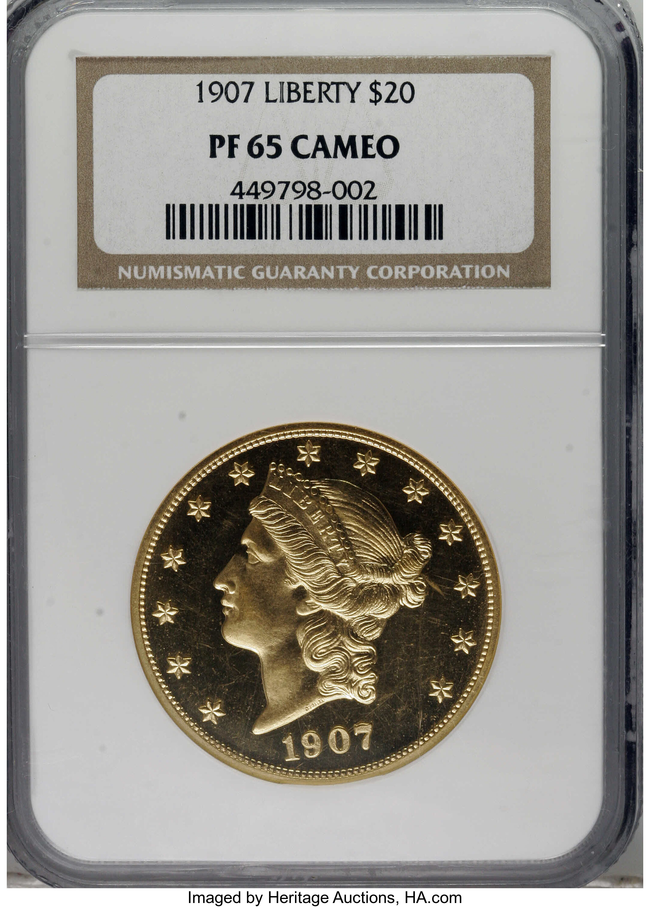 image for: 1907 $20 Liberty PR65 Cameo NGC. This was a transitional year for the double eagle, with the Liberty design used for most o...