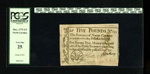 image for: North Carolina December, 1771 £5 PCGS Very Fine 25. This is the highest denomination from this very popular issue, and also...
