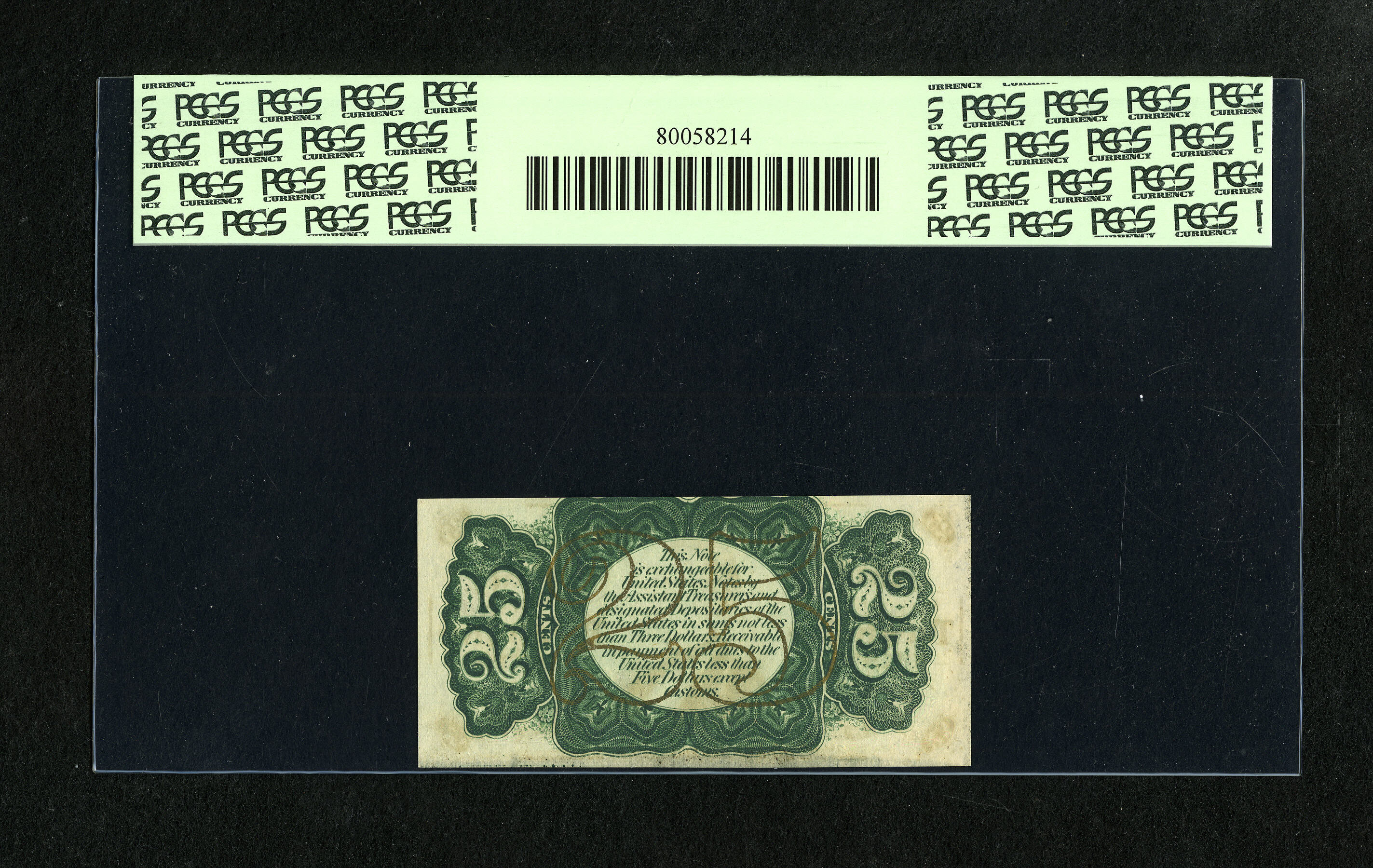 image for: Fr. 1295 25c Third Issue PCGS Choice New 63. This is a nice example of a Green Back Fessenden note....