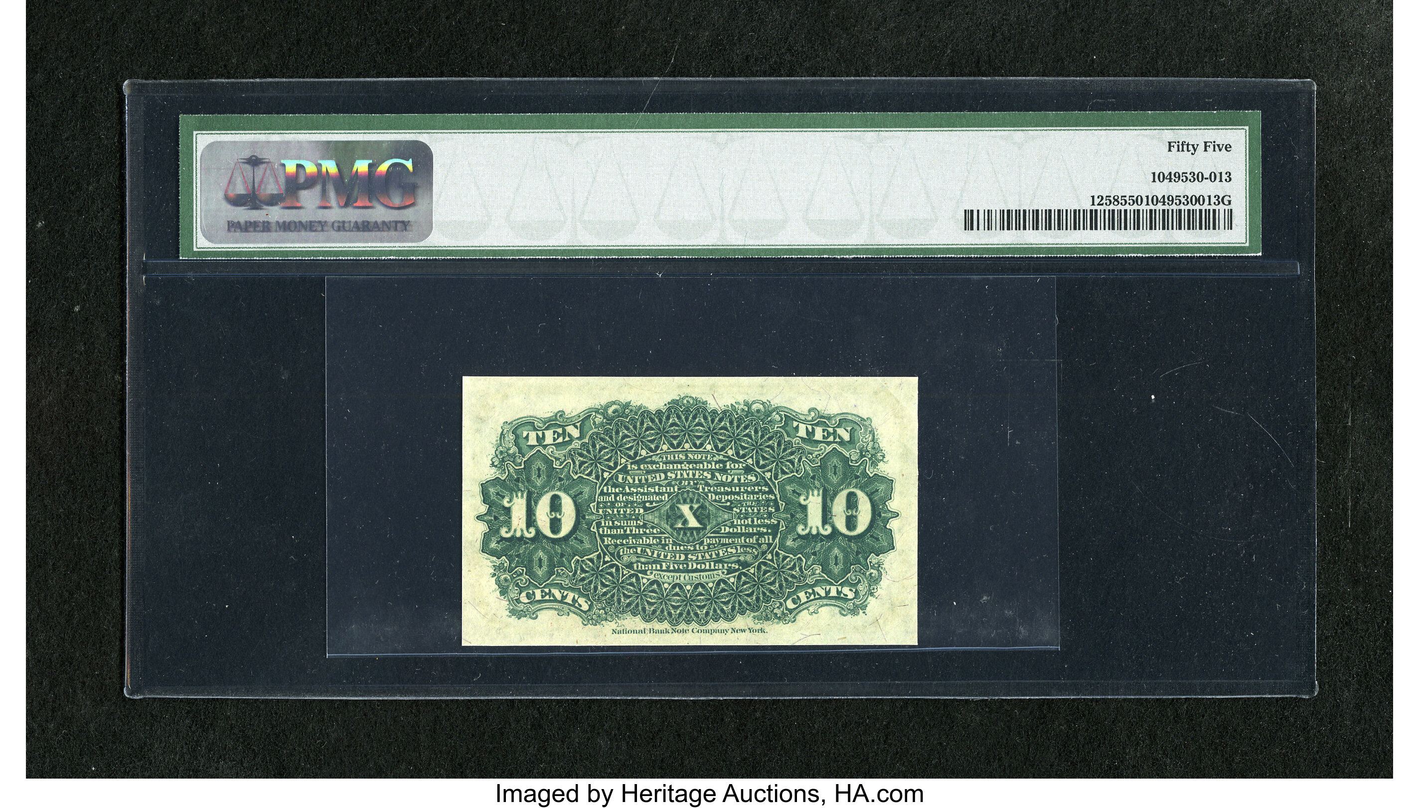 image for: Fr. 1258 10c Fourth Issue PMG About Uncirculated 55. A bold red seal is found on this note that has four nice margins....