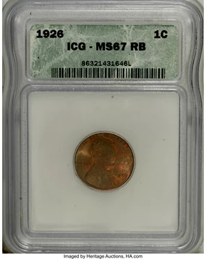image for: 1926 1C MS67 Red and Brown ICG. NGC Census: (0/0). PCGS Population (0/0). Mintage: 157,088,000. (#2568)...