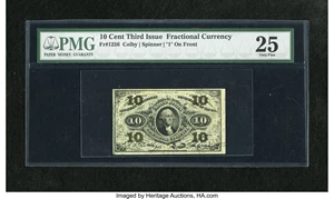 image for: Fr. 1256 10c Third Issue PMG Very Fine 25. A well margined example of this scarcer "1" on face number that appears to be a h...