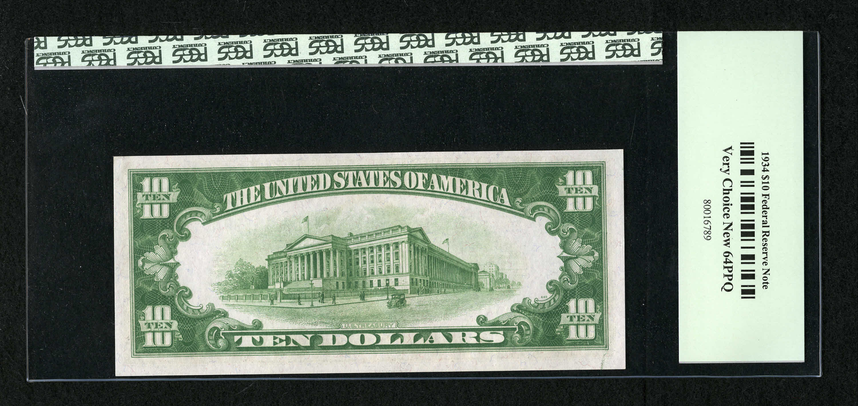 image for: Fr. 2004-H $10 1934 Light Green Seal Federal Reserve Note. PCGS Very Choice New 64PPQ.