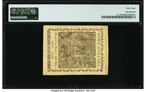 image for: Continental Currency January 14, 1779 $5 PMG About Uncirculated 53....