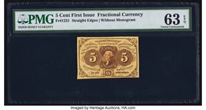 image for: Fr. 1231 5¢ First Issue PMG Choice Uncirculated 63 EPQ....