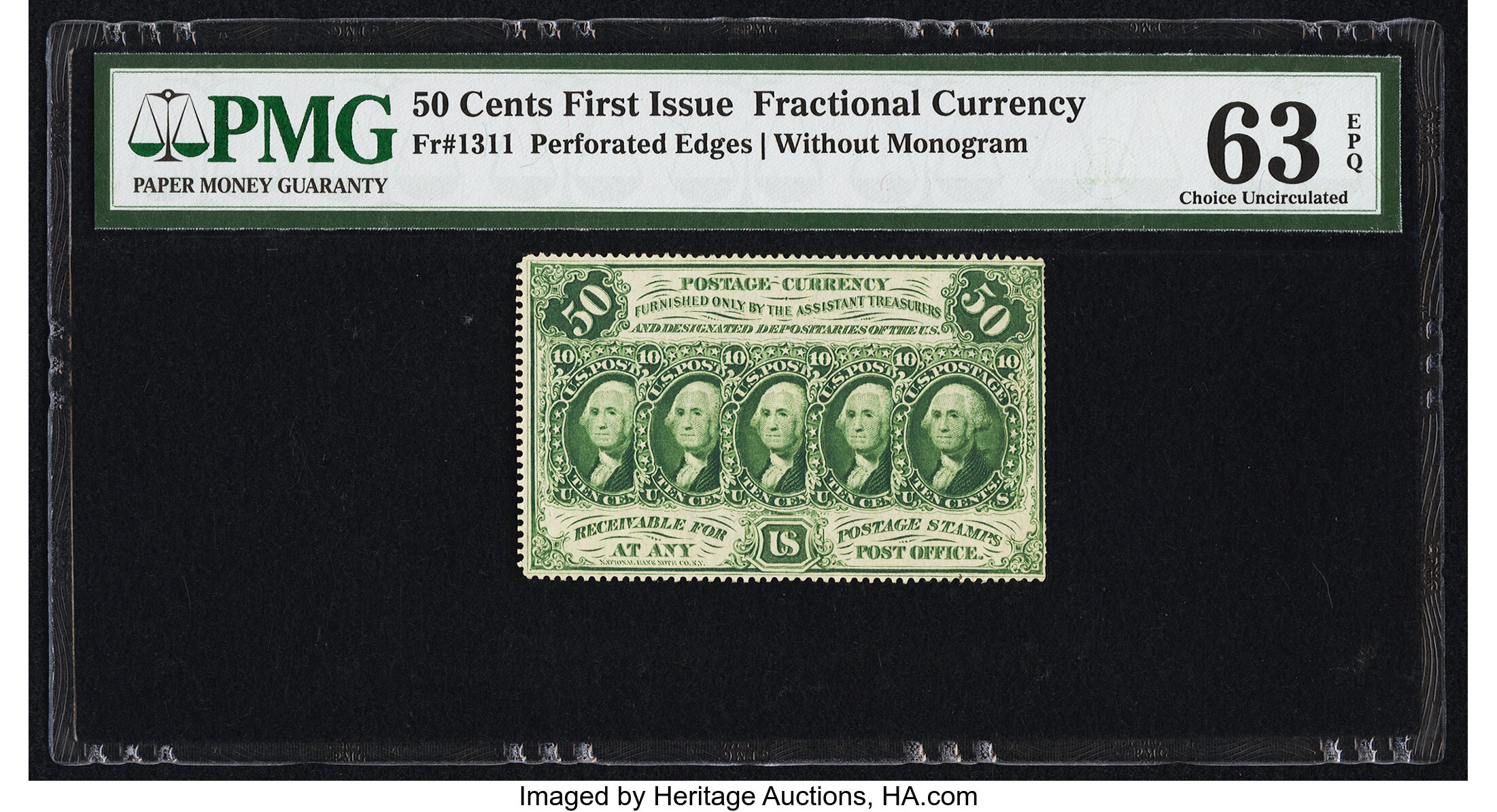 image for: Fr. 1311 50¢ First Issue PMG Choice Uncirculated 63 EPQ....