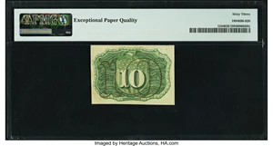 image for: Surcharge Inking on Face Error Fr. 1244 10¢ Second Issue PMG Choice Uncirculated 63 EPQ....