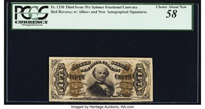 image for: Fr. 1330 50¢ Third Issue Spinner PCGS Choice About New 58....
