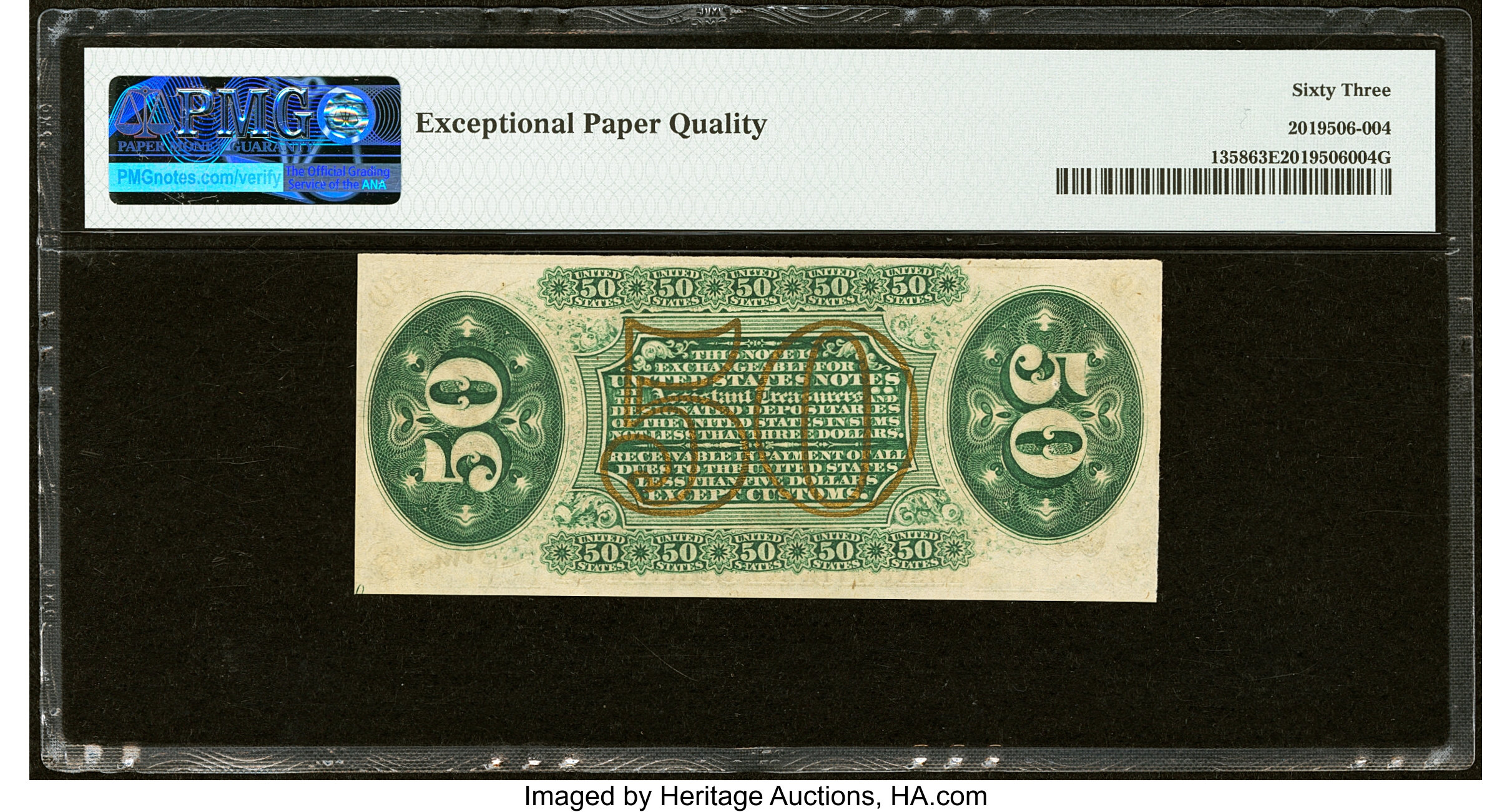 image for: Fr. 1358 50¢ Third Issue Justice PMG Choice Uncirculated 63 EPQ....