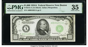 image for: Fr. 2212-A $1,000 1934A Federal Reserve Note. PMG Choice Very Fine 35....