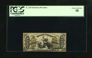 image for: Fr. 1355 50c Third Issue Justice PCGS Choice About New 58. This is a very pleasing Colby-Spinner autographed note....