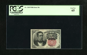 image for: Fr. 1265 10c Fifth Issue PCGS Gem New 65. Four broad margins encircle this note....