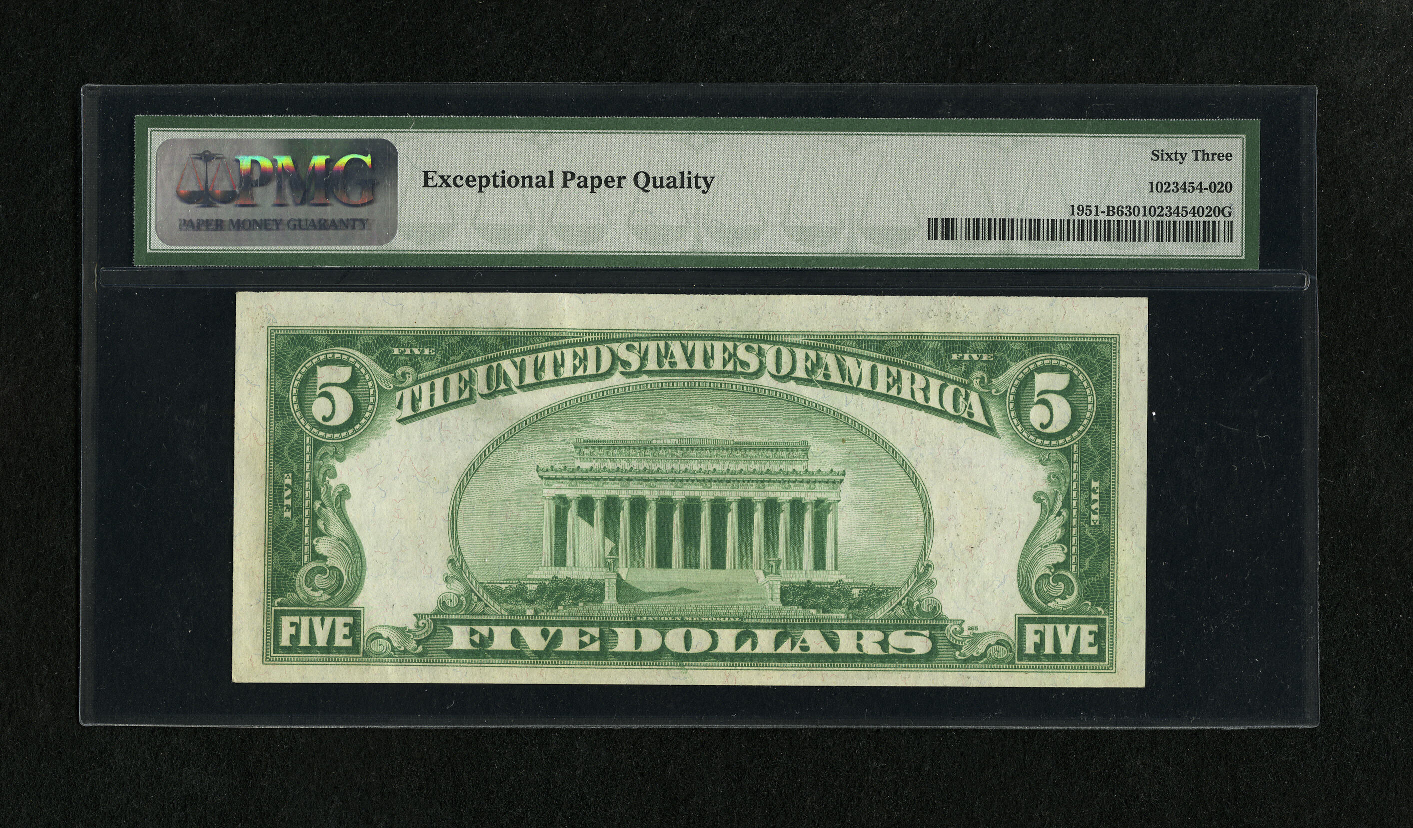 image for: Fr. 1951-B $5 1928A Federal Reserve Note. PMG Choice Uncirculated 63 EPQ.Natural paper wave earned this note it's EPQ modi...