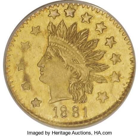 image for: 1881 50C Indian Round 50 Cents, BG-1070, R.5, MS61 NGC. NGC Census: (1/3). PCGS Population (2/23).   (#10899)...