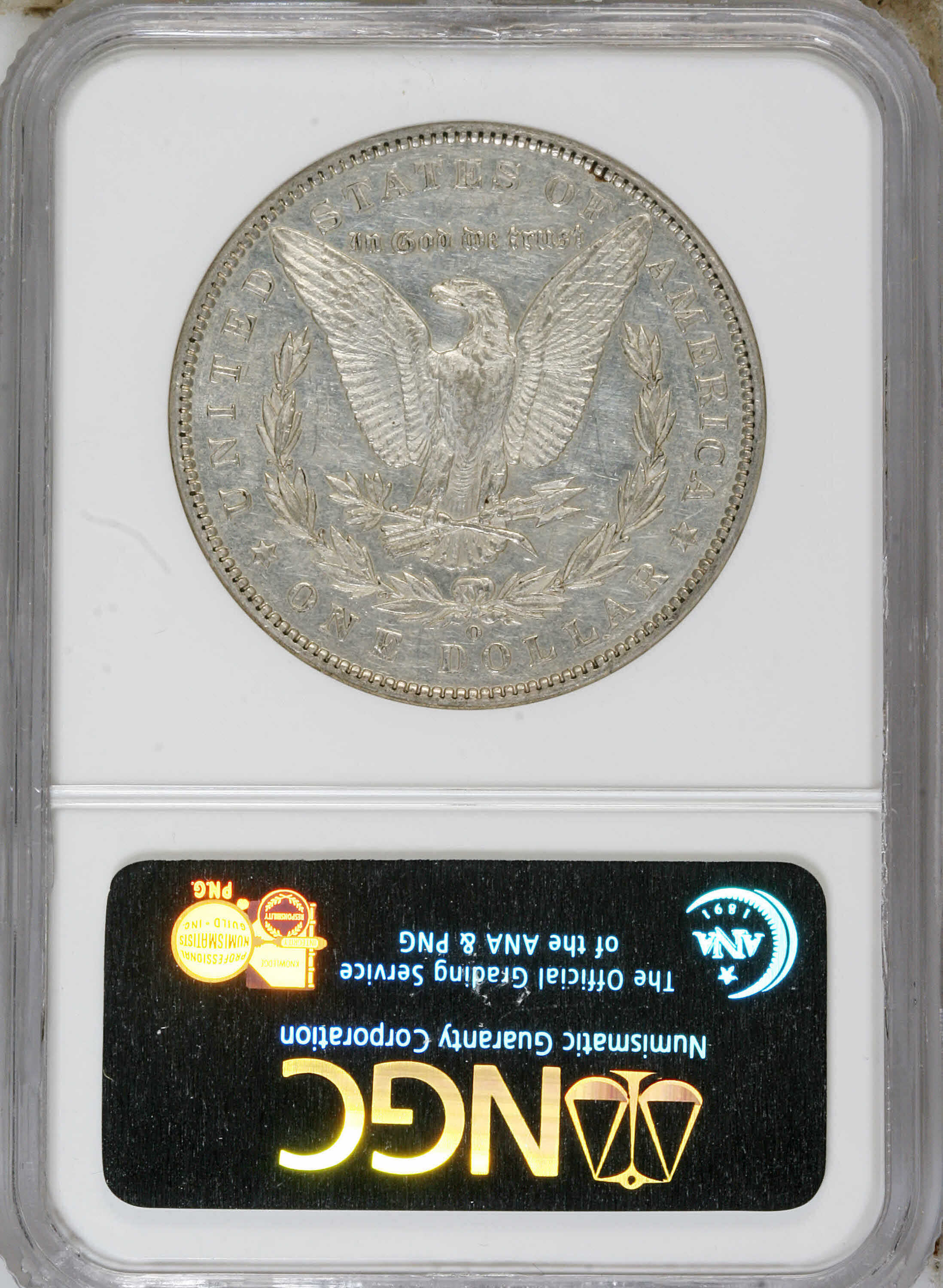 image for: 1896-O $1 AU58 Prooflike NGC. NGC Census: (10/10). PCGS Population (1/8).  Numismedia Wsl. Price: $425. (#7243)...