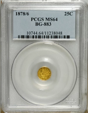 image for: 1878/6 25C Indian Round 25 Cents, BG-883, High R.4, MS64 PCGS. PCGS Population (25/2). NGC Census: (0/2). (#10744)...