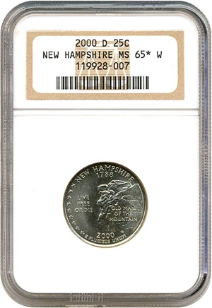 image for: 2000-D 25c New Hampshire NGC MS65