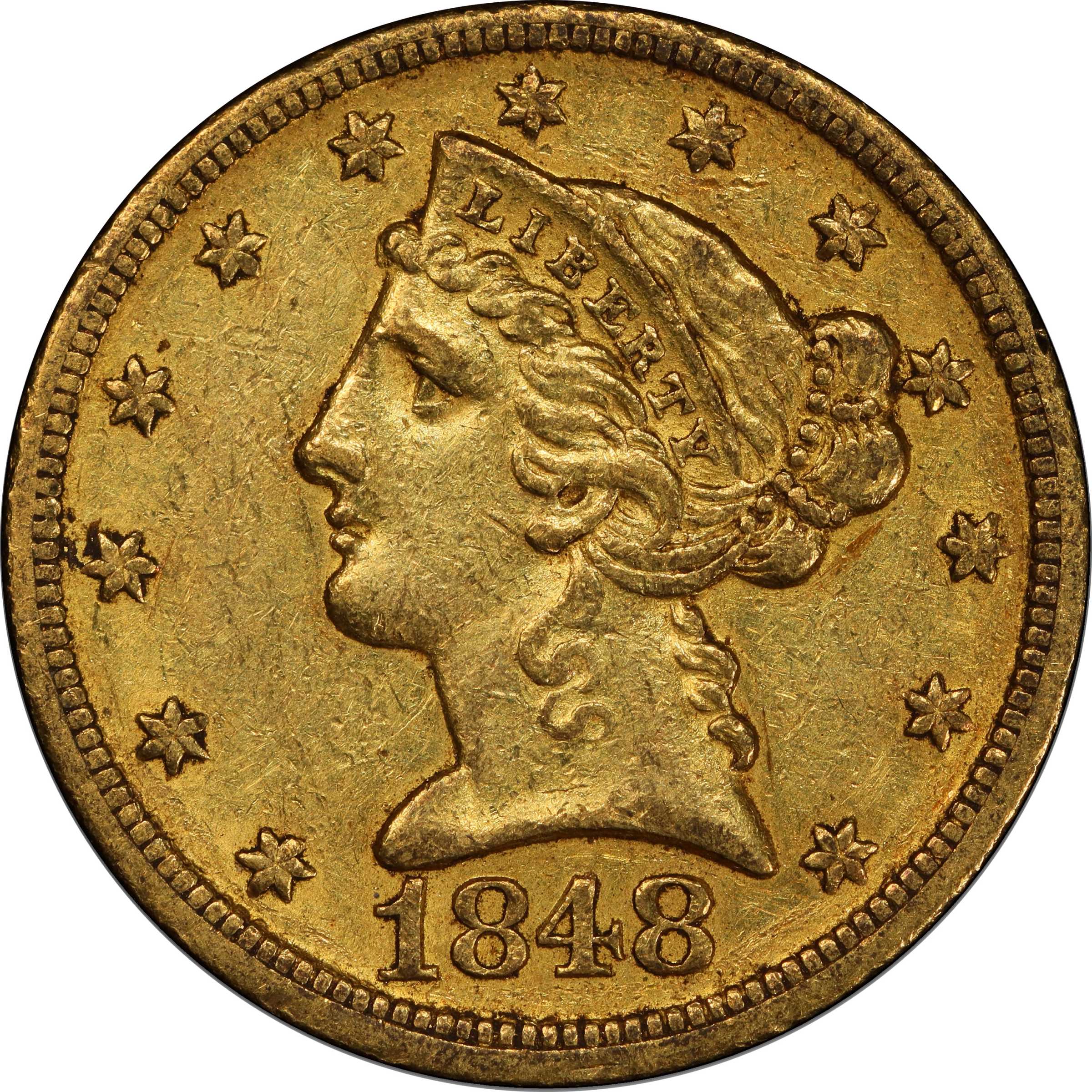 image for: 1848-D/D Liberty Head Half Eagle. Winter 22-O. Die State I. AU-55 (PCGS). CAC.