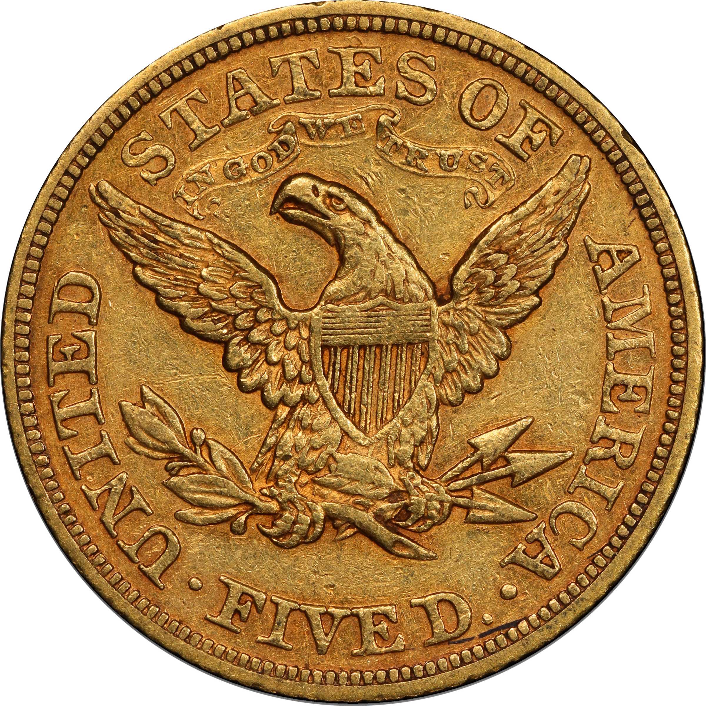 image for: 1869 Liberty Head Half Eagle. AU-58 (PCGS). CAC.