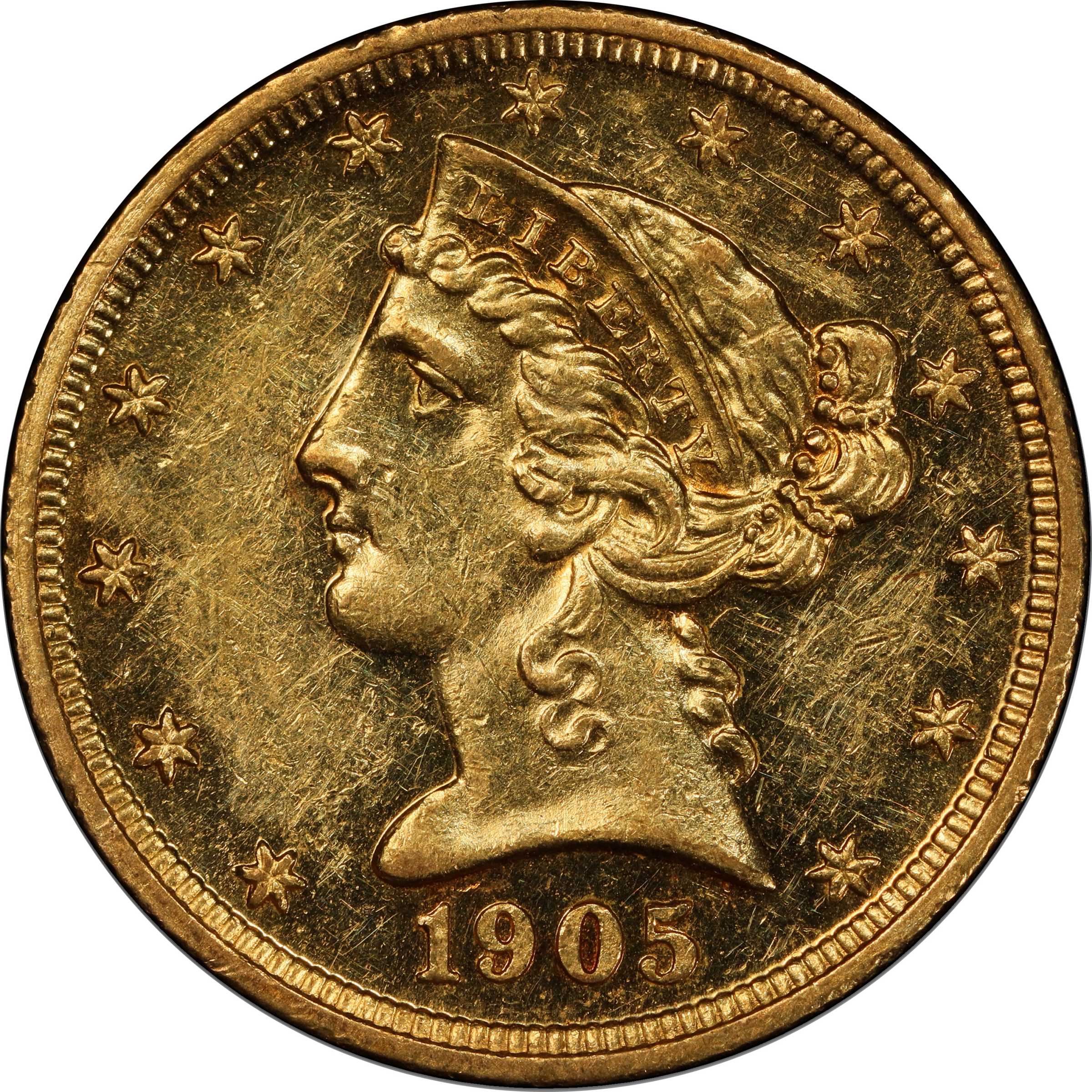 image for: 1905 Liberty Head Half Eagle. JD-1, the only known dies. Rarity-5. Proof-58 (PCGS). CAC.