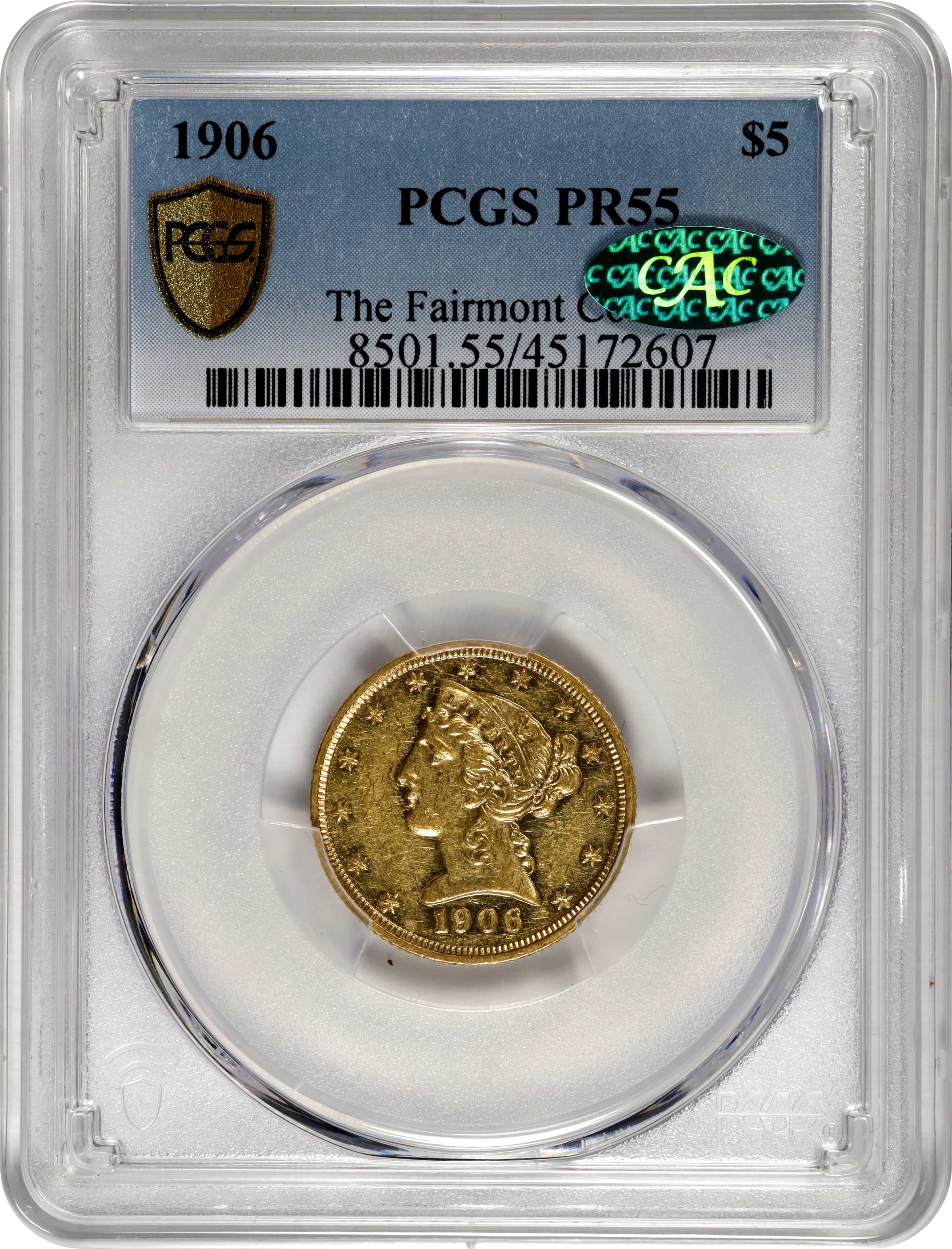 image for: 1906 Liberty Head Half Eagle. JD-1, the only known dies. Rarity-5. Proof-55 (PCGS). CAC.