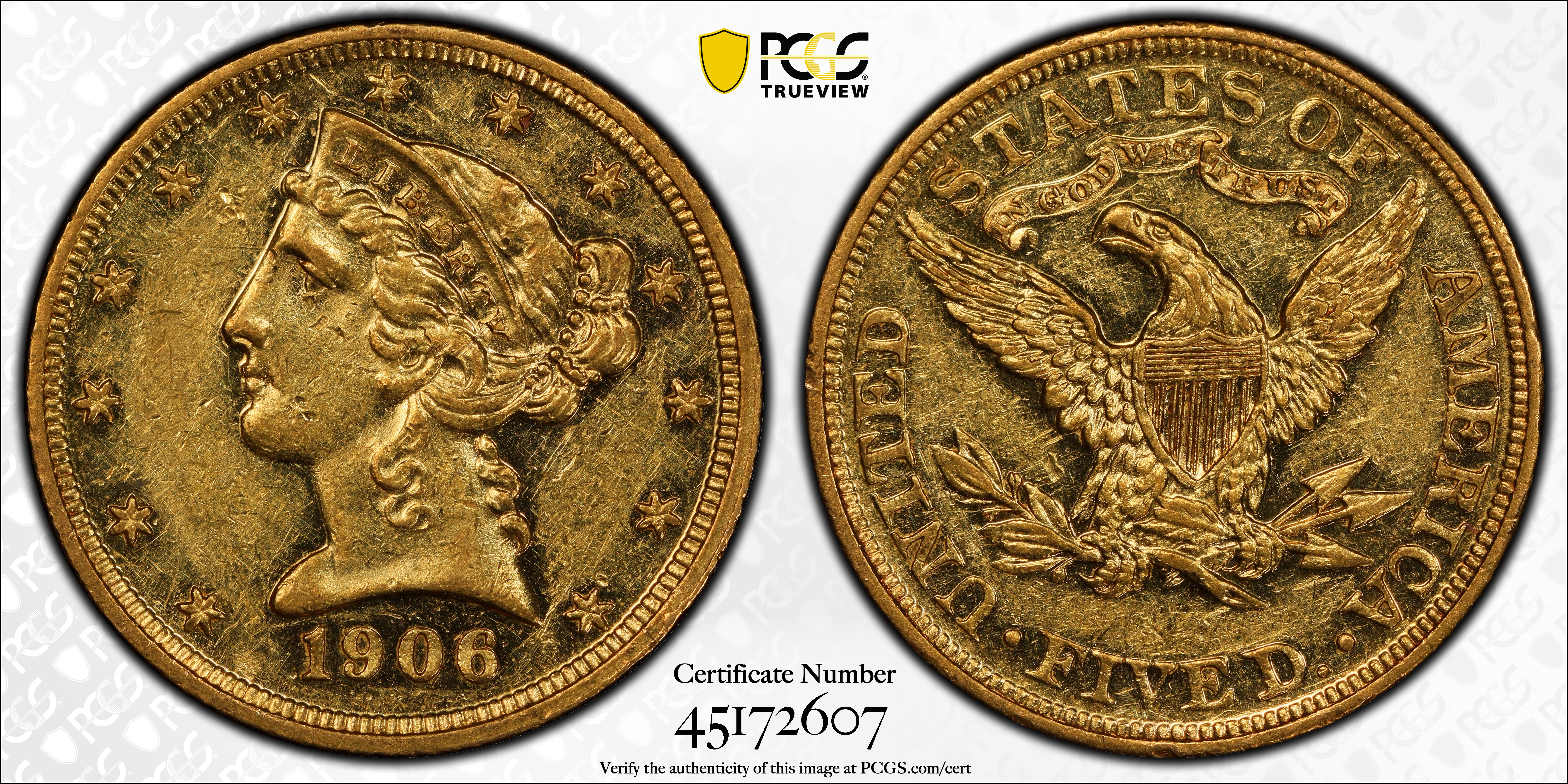 image for: 1906 Liberty Head Half Eagle. JD-1, the only known dies. Rarity-5. Proof-55 (PCGS). CAC.