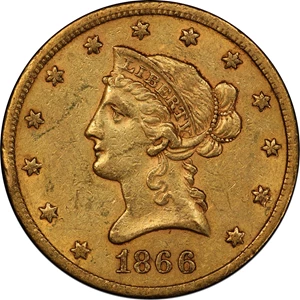 image for: 1866-S Liberty Head Eagle. No Motto. AU-53 (PCGS).