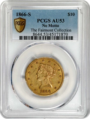 image for: 1866-S Liberty Head Eagle. No Motto. AU-53 (PCGS).