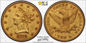 image for: 1872 Liberty Head Eagle. AU-50 (PCGS). CAC.